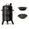 Black Iron Charcoal BBQ Smoker Grill 3-in-1 with Thermometer and Vents